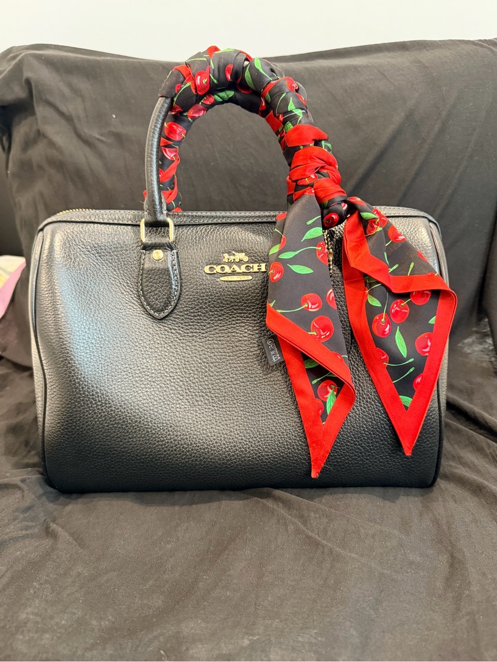 Coach Black Pebbled Leather Rowan